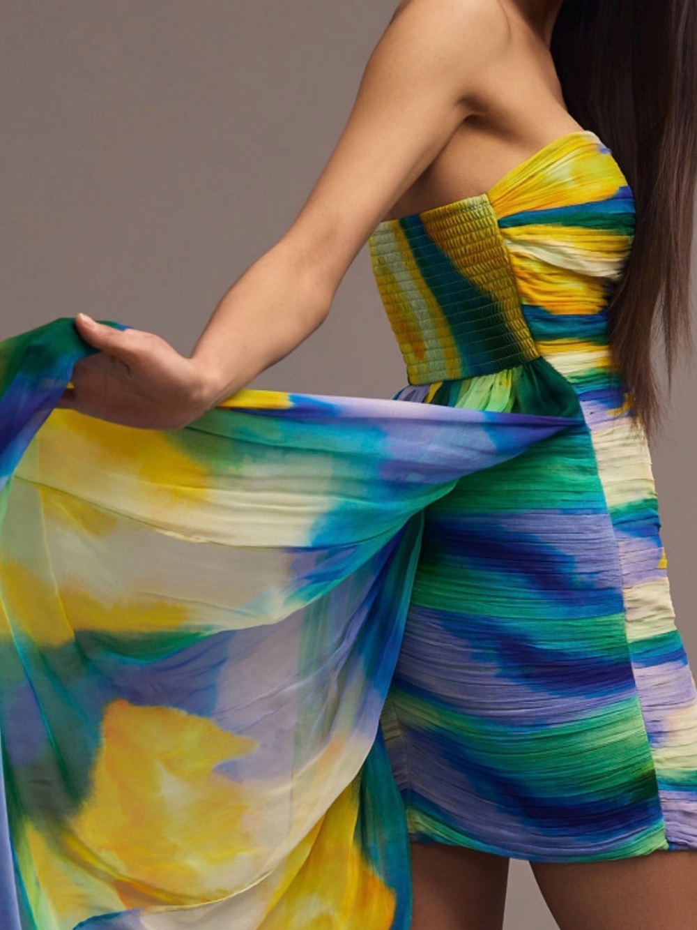 Vineet Bahl Blurred Sheer Mini Train Dress size Medium - Picture 7 of 11